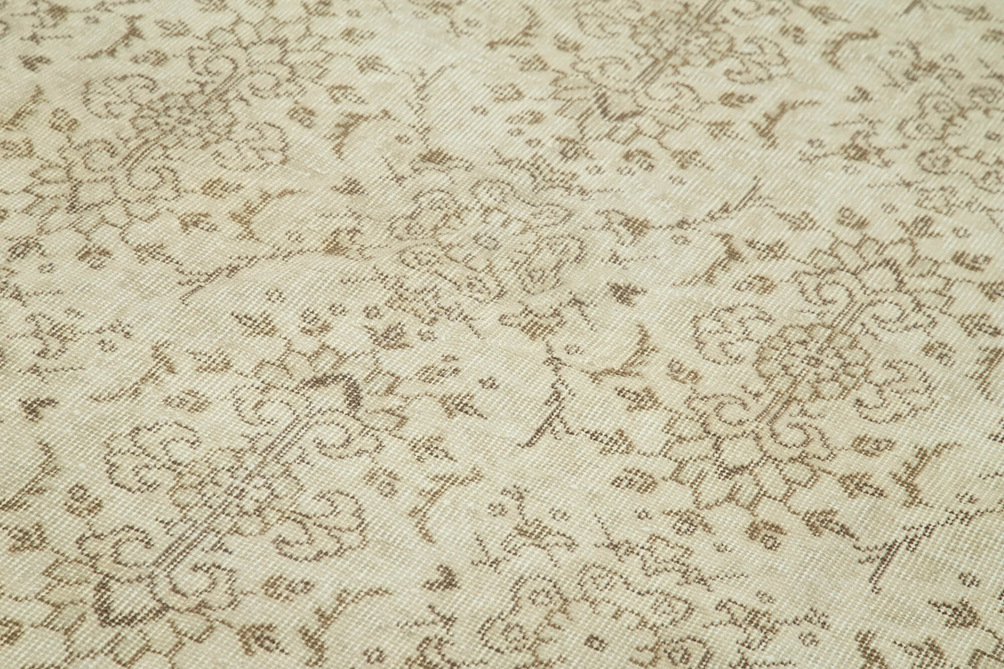 Handmade Wool Area Rug – Vintage Cotton Rug Beige Area Carpet 5'7'' x 9'1''