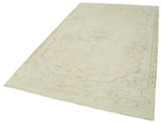 Handmade Wool Area Rug - Vintage Cotton Rug 5'6''x8'8'' Beige Classic Style