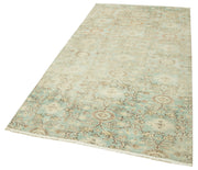 Handmade Wool Area Rug – Vintage Cotton Rug | Beige Wool Carpet 4'3''x7'10''