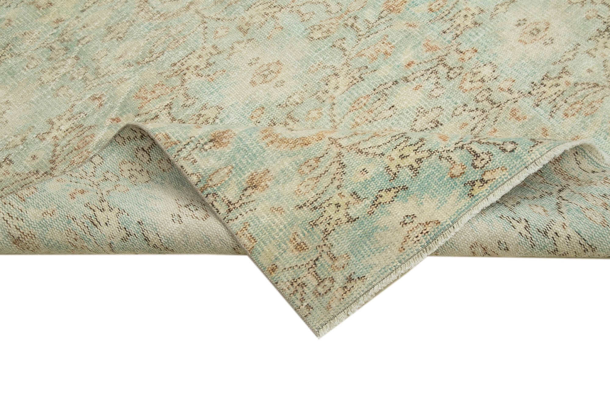 Handmade Wool Area Rug – Vintage Cotton Rug | Beige Wool Carpet 4'3''x7'10''