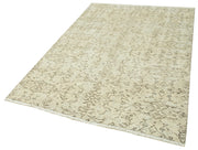 Handmade Wool Area Rug – Vintage Cotton Rug | Beige Area Carpet 5'0''x7'2''