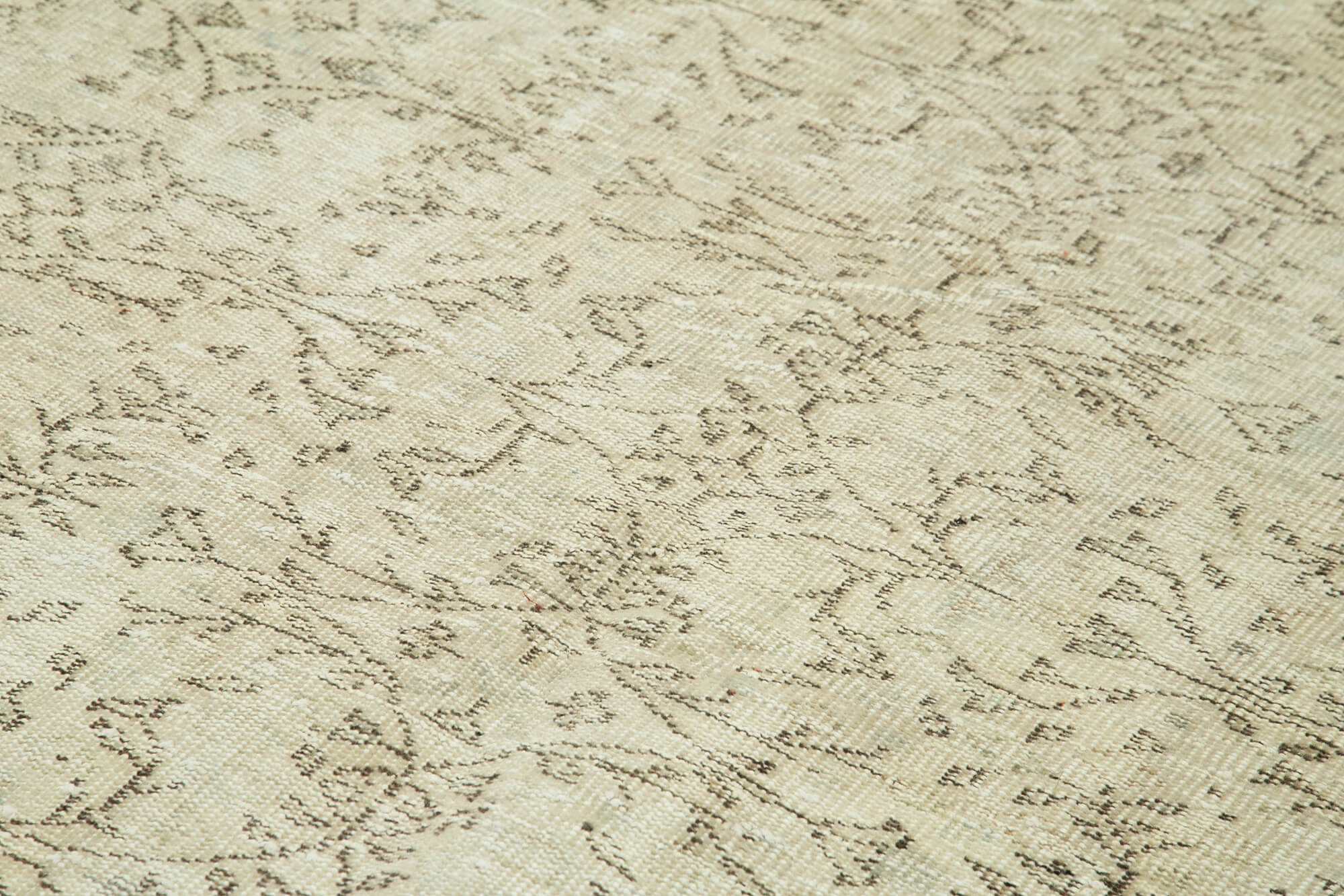 Handmade Wool Area Rug – Vintage Cotton Rug | Beige Area Carpet 5'0''x7'2''
