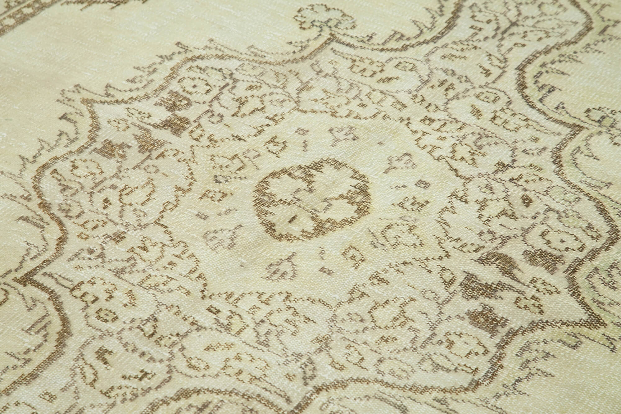 Handmade Wool Area Rug - Vintage Cotton Rug 6'3''x9'8'' Beige Classic Carpet