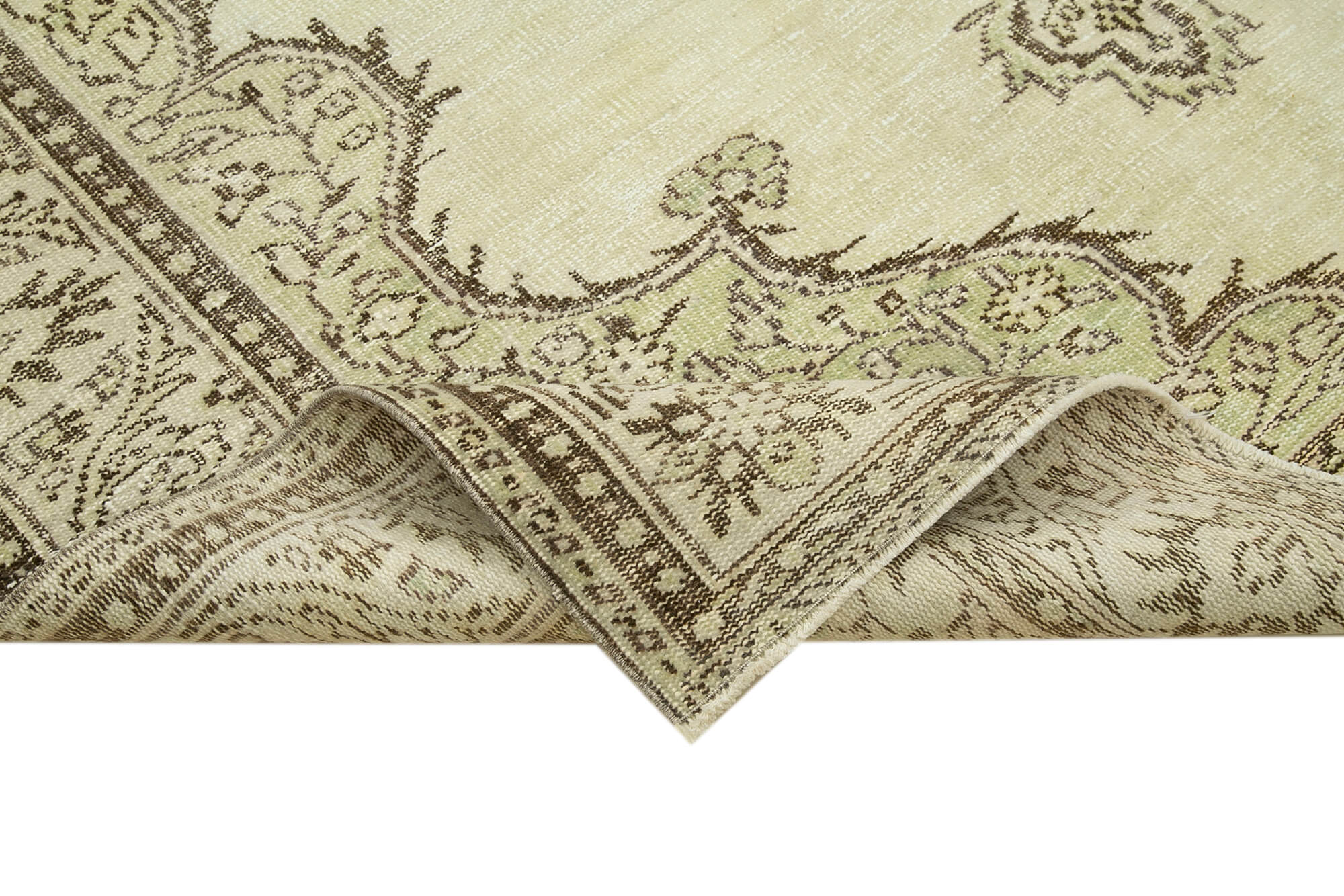 Handmade Wool Area Rug - Vintage Cotton Rug 6'3''x9'8'' Beige Classic Carpet