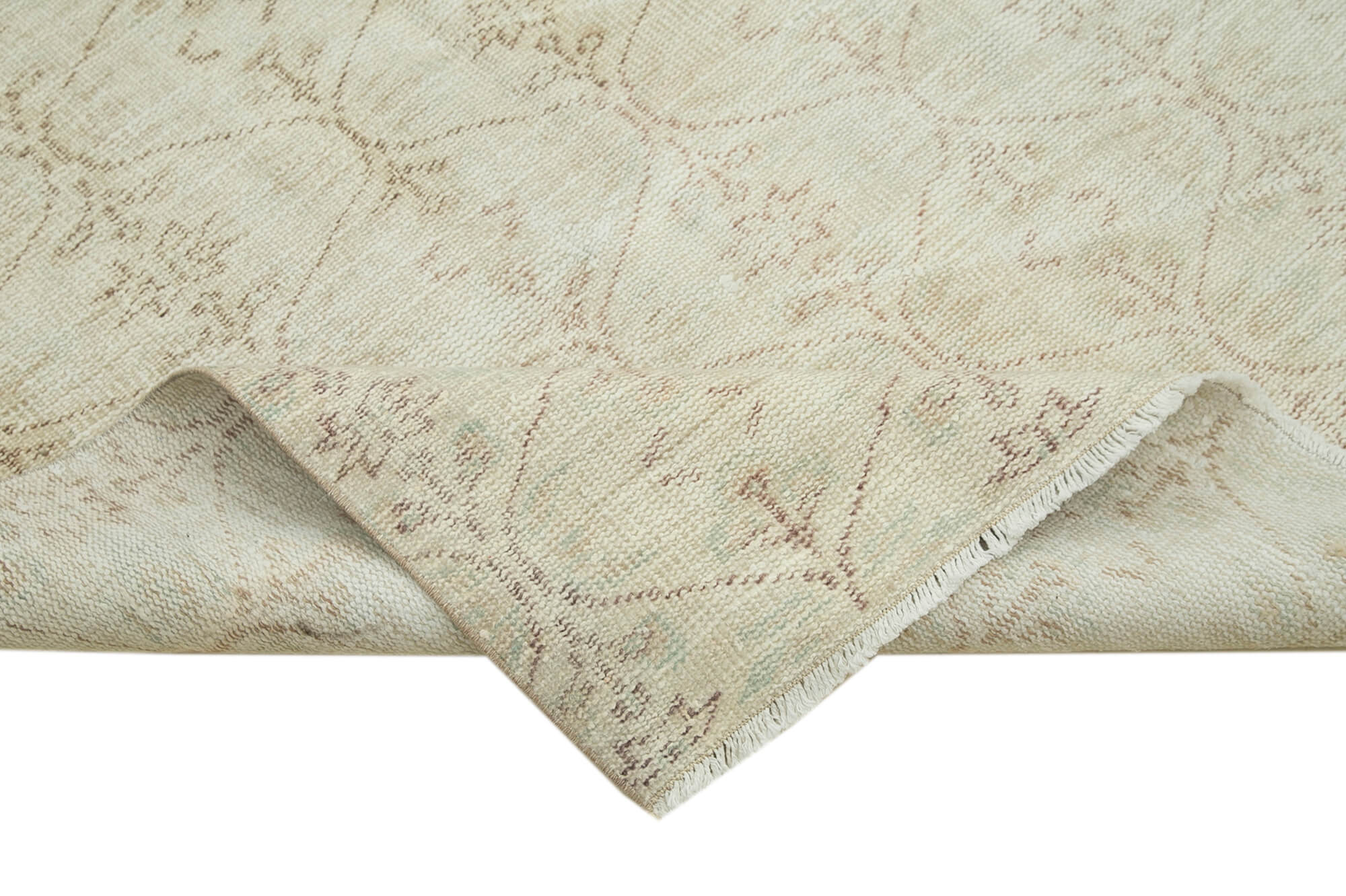 Vintage Handmade Area Rug – Hand Woven Turkish 4x8 Cotton Wool Carpet