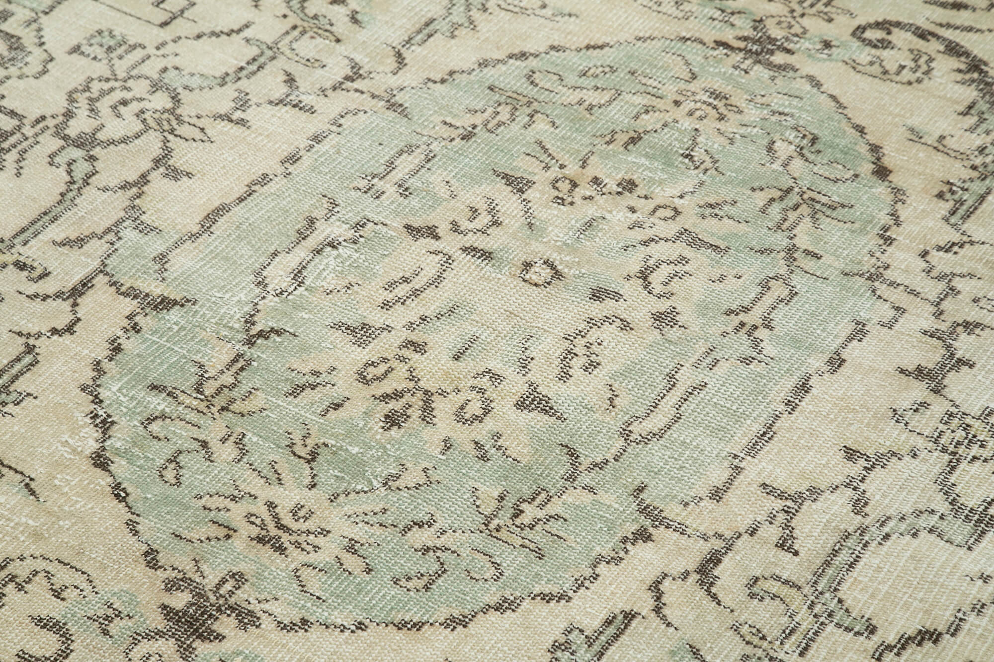 Handmade Wool Area Rug – Vintage Cotton Rug | Neutral Beige Carpet 5'9''x8'8''