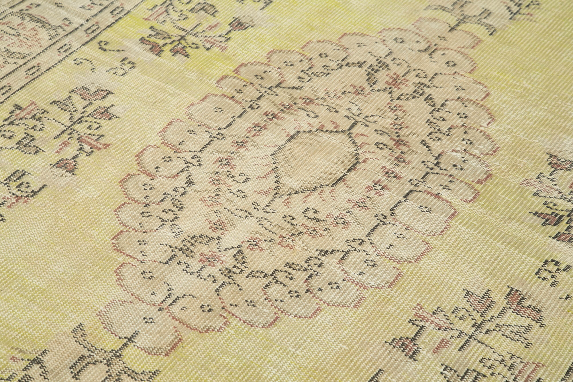 Handmade Wool Area Rug - Vintage Cotton Rug 5x8 Beige Vintage Carpet