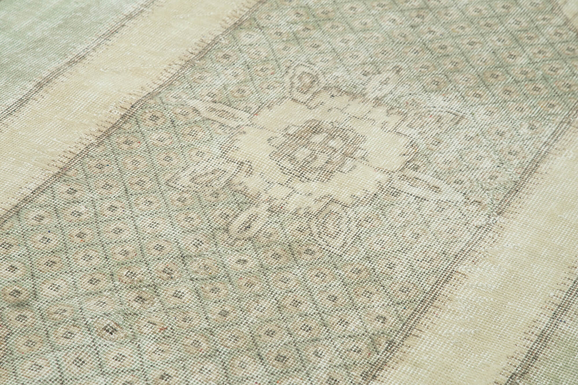 Handmade Wool Area Rug – Vintage Cotton Rug | Beige Area Carpet 5'7''x10'1''