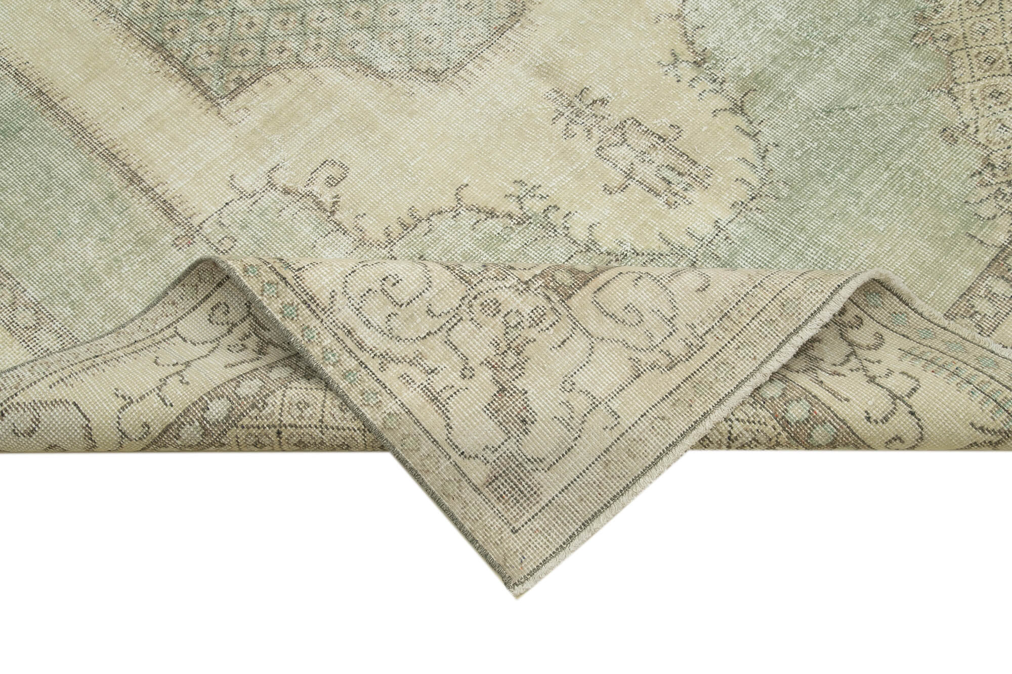 Handmade Wool Area Rug – Vintage Cotton Rug | Beige Area Carpet 5'7''x10'1''