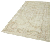 Handmade Wool Area Rug – Vintage Cotton Rug Beige 4'7'' x 8'9'' Boho Style