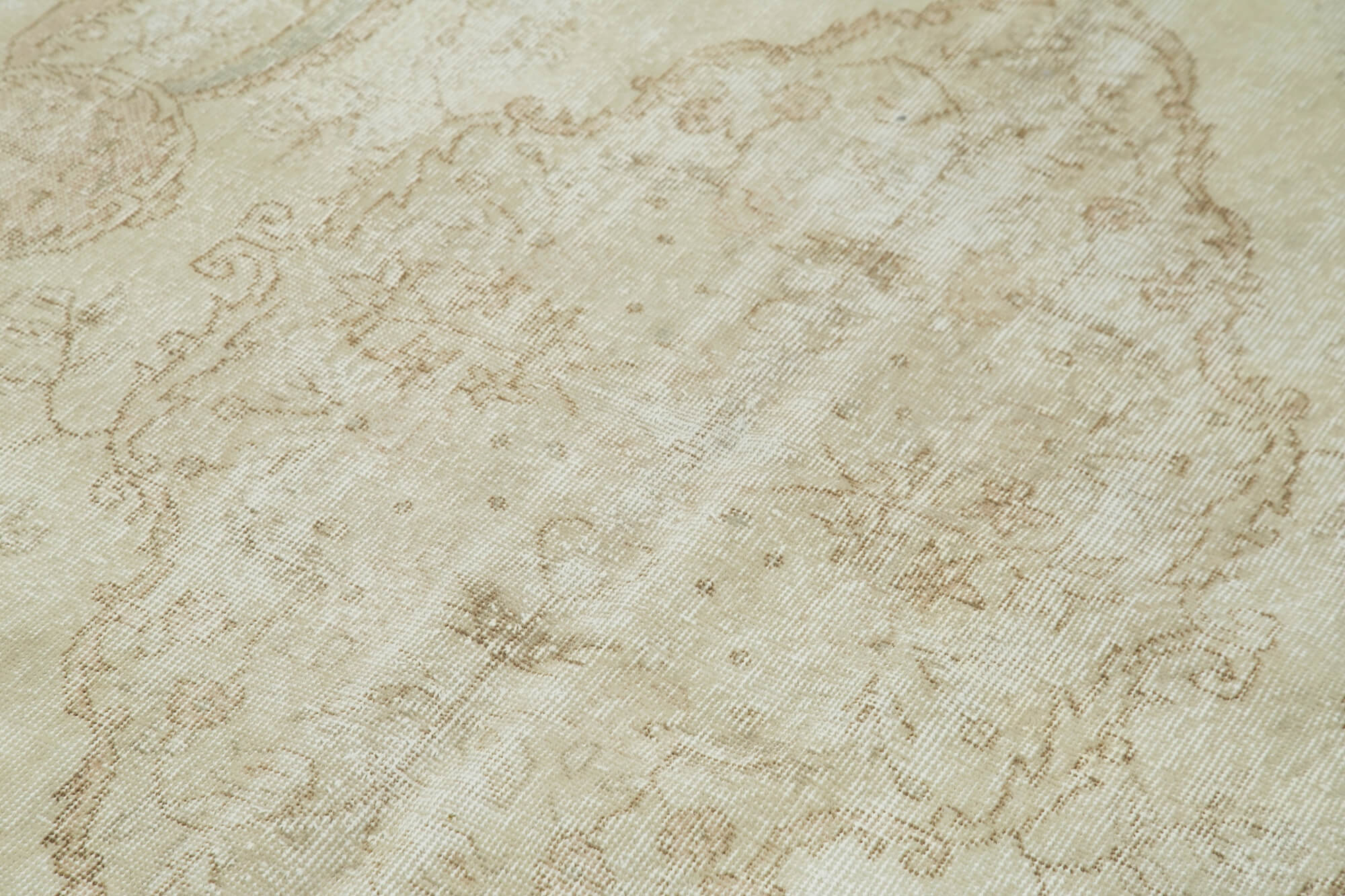 Handmade Wool Area Rug – Vintage Cotton Rug Beige 4'7'' x 8'9'' Boho Style