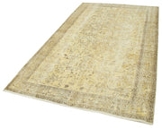 Handmade Wool Area Rug – Vintage Cotton Rug 5'1''x8'8'' | Durable Beige Wool Blend