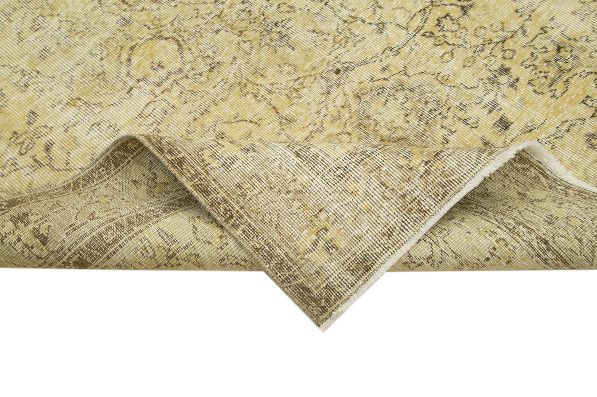 Handmade Wool Area Rug – Vintage Cotton Rug 5'1''x8'8'' | Durable Beige Wool Blend