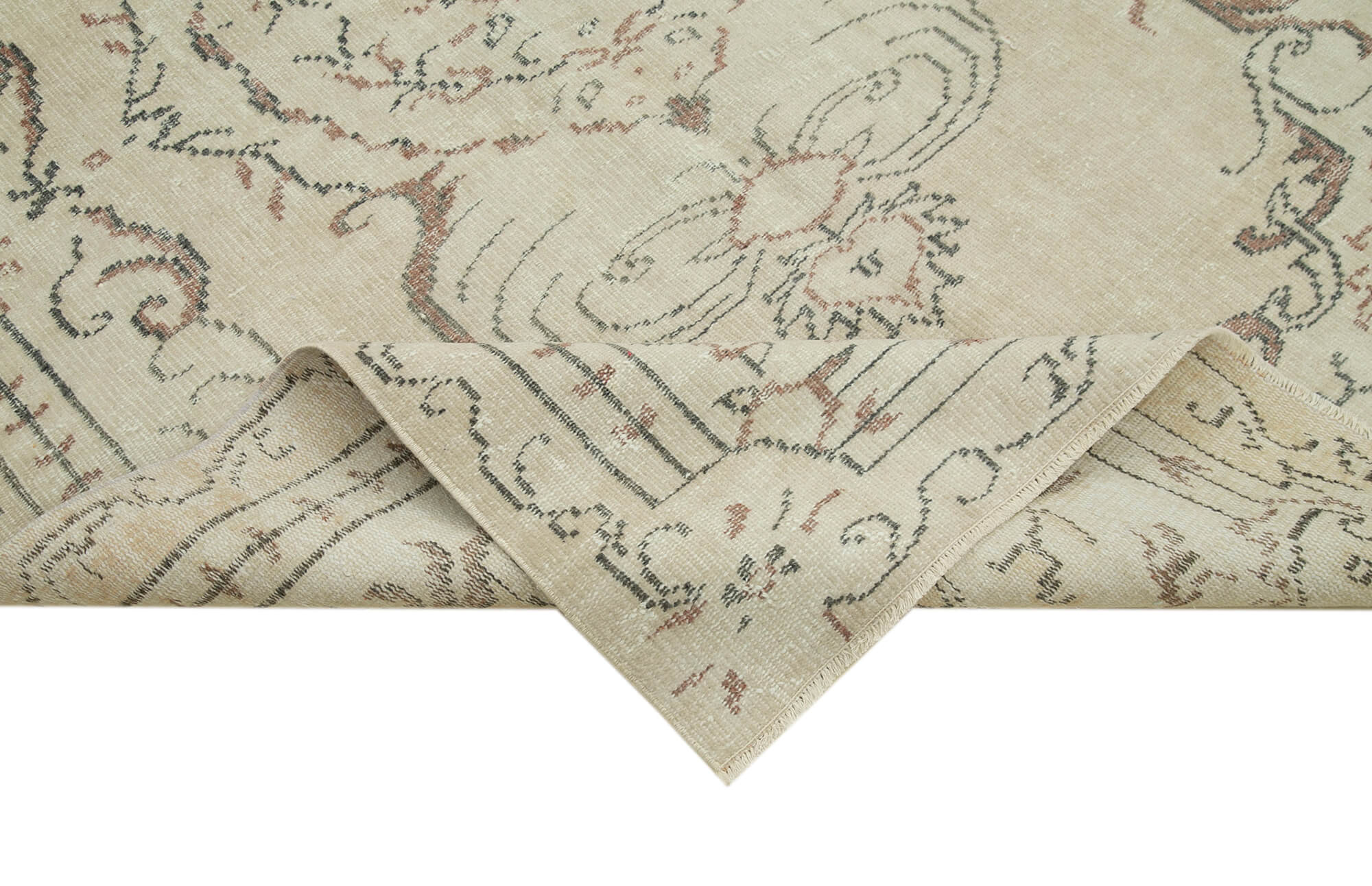 Handmade Wool Area Rug – Vintage Cotton Rug Beige 5'1''x8'4'' Durable Soft Carpet
