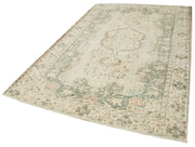 Handmade Wool Area Rug – Vintage Cotton Rug | Beige Wool Carpet 5'11" x 9'3"
