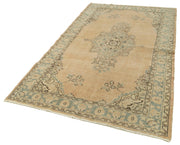Handmade Wool Area Rug – Vintage Cotton Rug, Turkish Wool, Neutral Beige 4'8''x8'2''