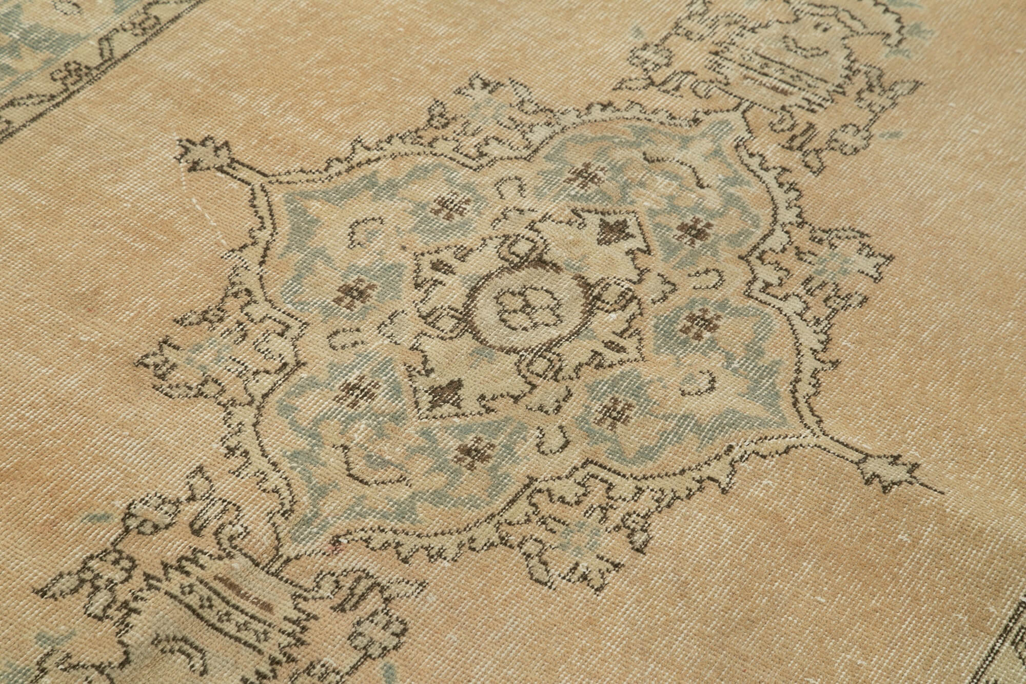 Handmade Wool Area Rug – Vintage Cotton Rug, Turkish Wool, Neutral Beige 4'8''x8'2''