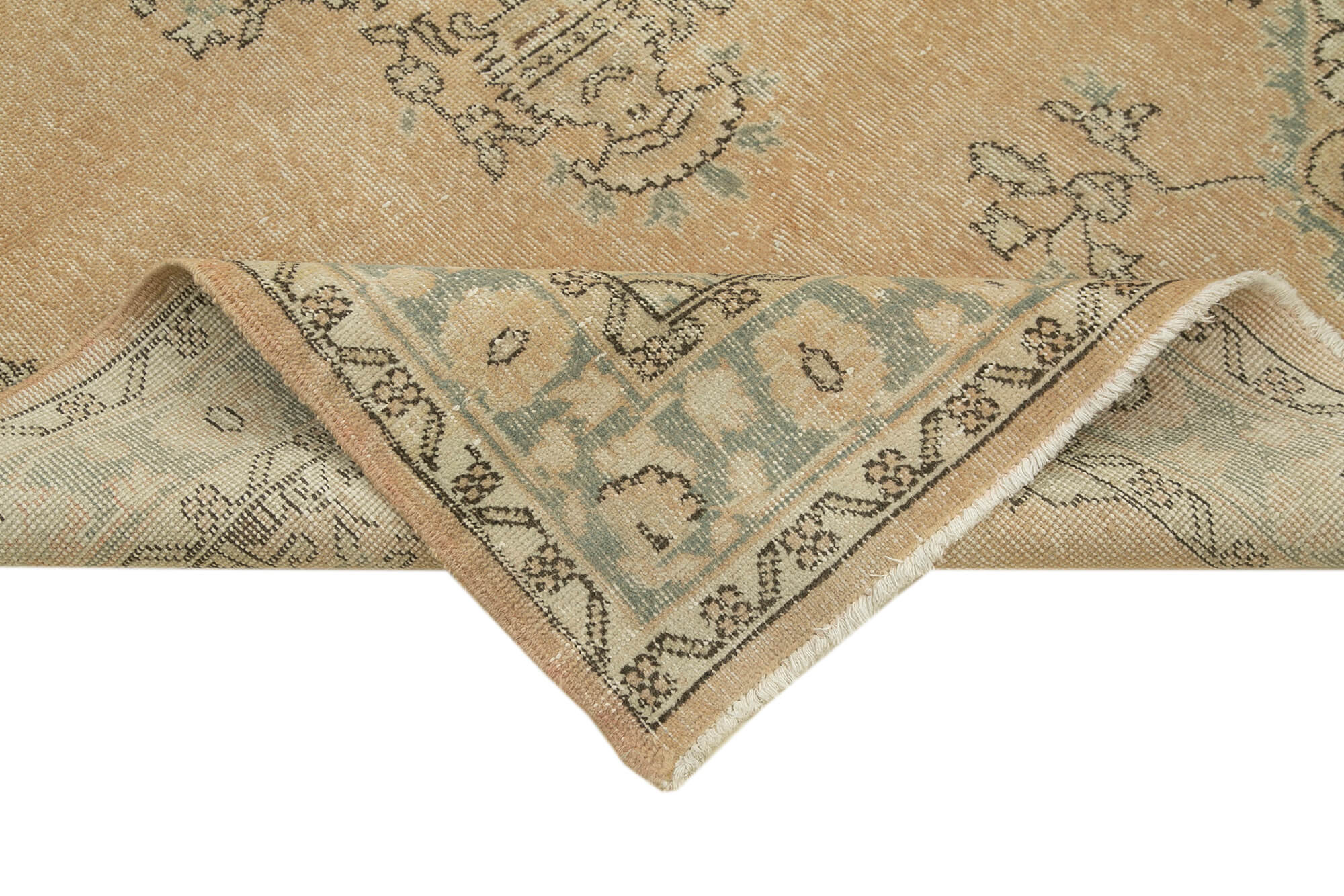 Handmade Wool Area Rug – Vintage Cotton Rug, Turkish Wool, Neutral Beige 4'8''x8'2''