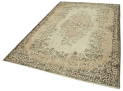 Handmade Wool Area Rug – Vintage Cotton Rug | Beige Area Carpet 5'10''x9'3''