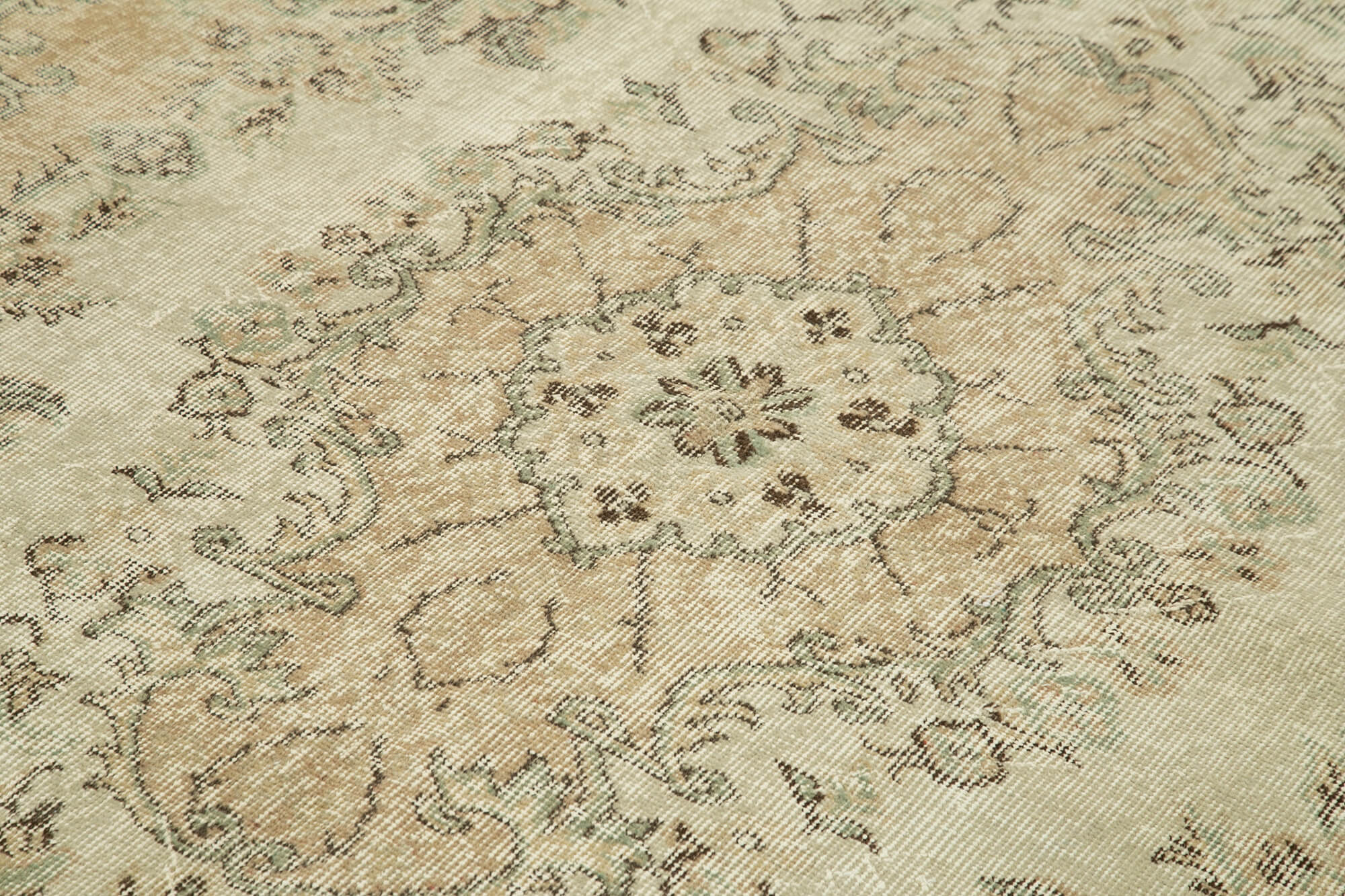 Handmade Wool Area Rug – Vintage Cotton Rug | Beige Area Carpet 5'10''x9'3''