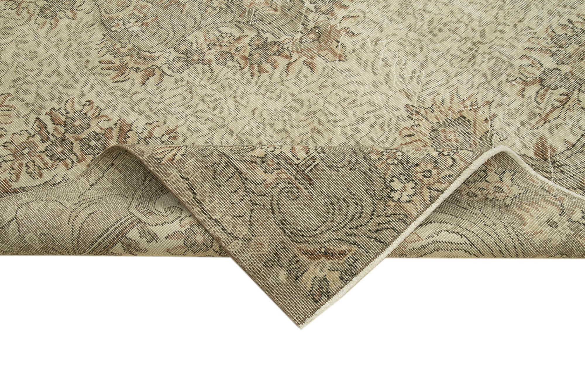 Handmade Wool Area Rug – Vintage Cotton Rug Beige Area Carpet 6'6''x9'6''