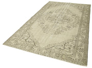 Handmade Wool Area Rug - Vintage Cotton Rug Beige Wool Carpet 5'10''x9'7''