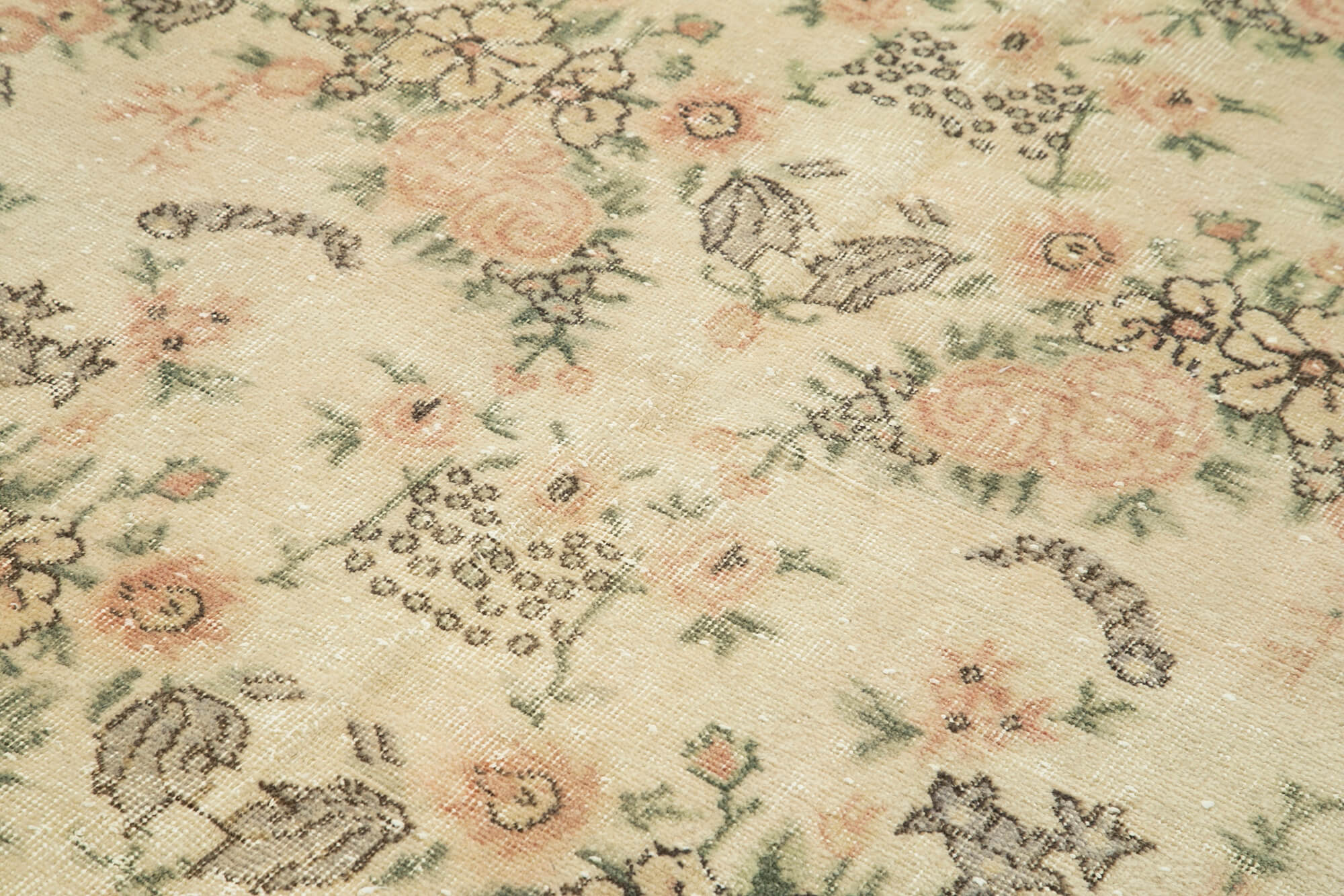 Handmade Vintage Area Rug – Beige Wool Carpet, Turkish Hand Knotted Classic Carpet 5'2''x7'9''