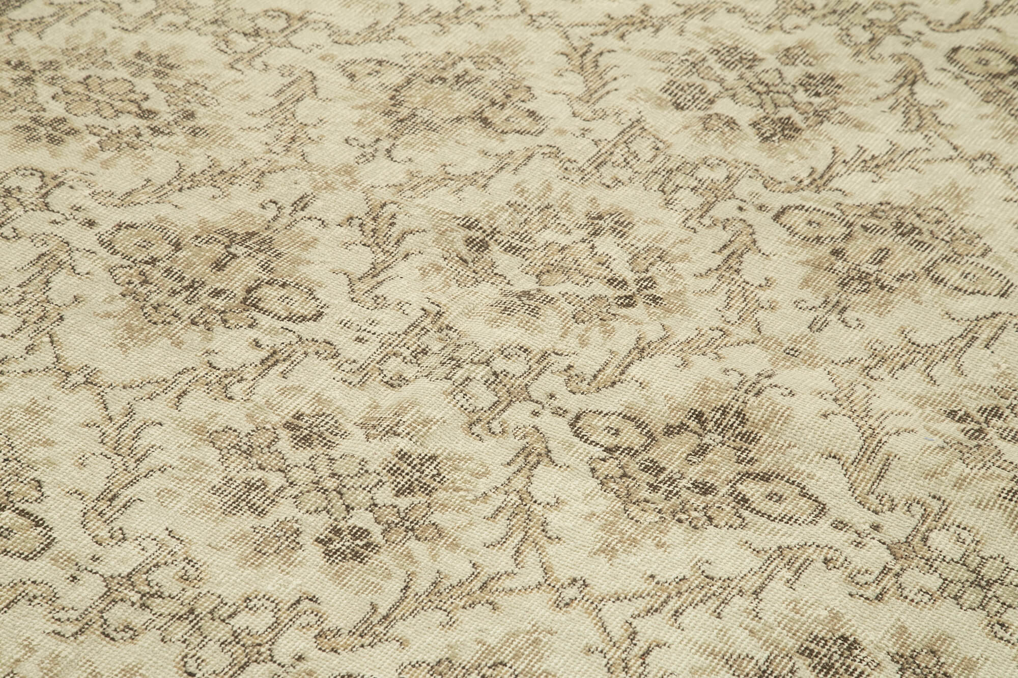 Handmade Wool Area Rug - Vintage Cotton Rug 6'4''x10'0'' Beige Classic Style