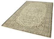 Handmade Wool Area Rug – Vintage Cotton Rug 5'7'' x 9'1'' Beige Durable Carpet