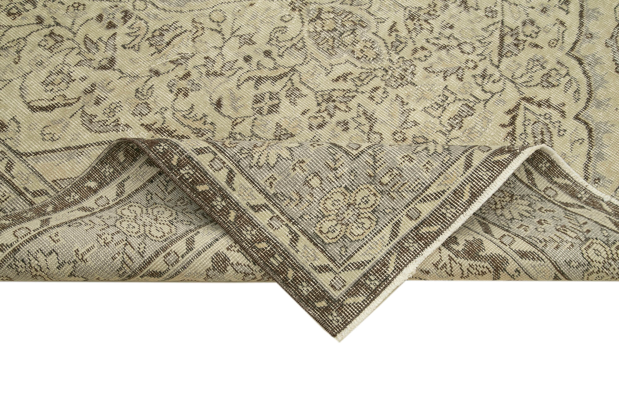 Handmade Wool Area Rug – Vintage Cotton Rug 5'7'' x 9'1'' Beige Durable Carpet