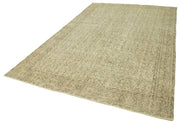 Vintage Handmade Area Rug – Beige Wool Cotton Blend Rug 6'8''x10'2'' Hand Woven