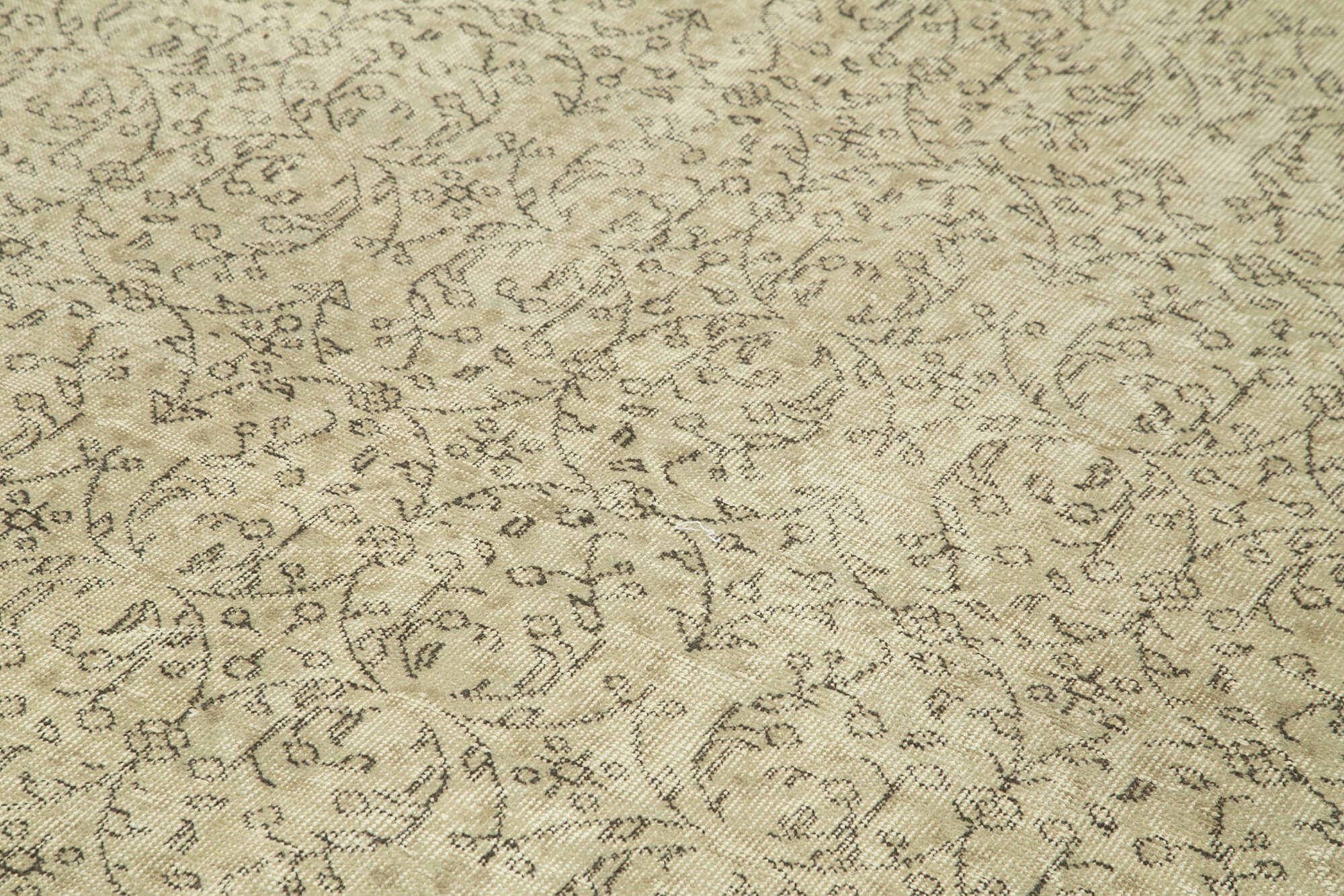 Vintage Handmade Area Rug – Beige Wool Cotton Blend Rug 6'8''x10'2'' Hand Woven