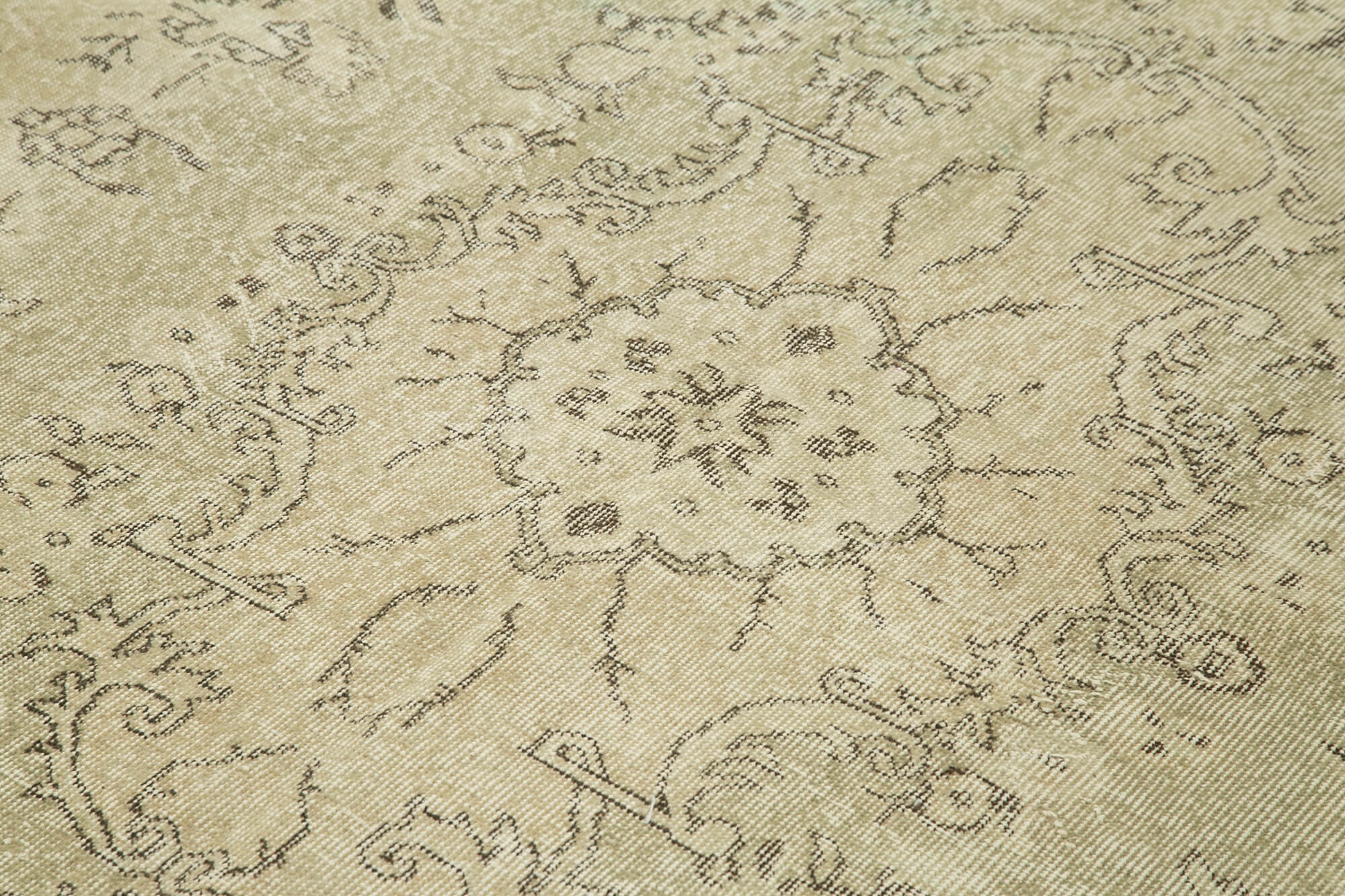 Handmade Wool Area Rug - Vintage Cotton Rug Beige 6'7'' x 10'2'' | Durable Soft Texture