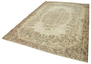 Handmade Vintage Area Rug - Classic Beige Wool Carpet 6'8''x9'11'' Cotton Blend