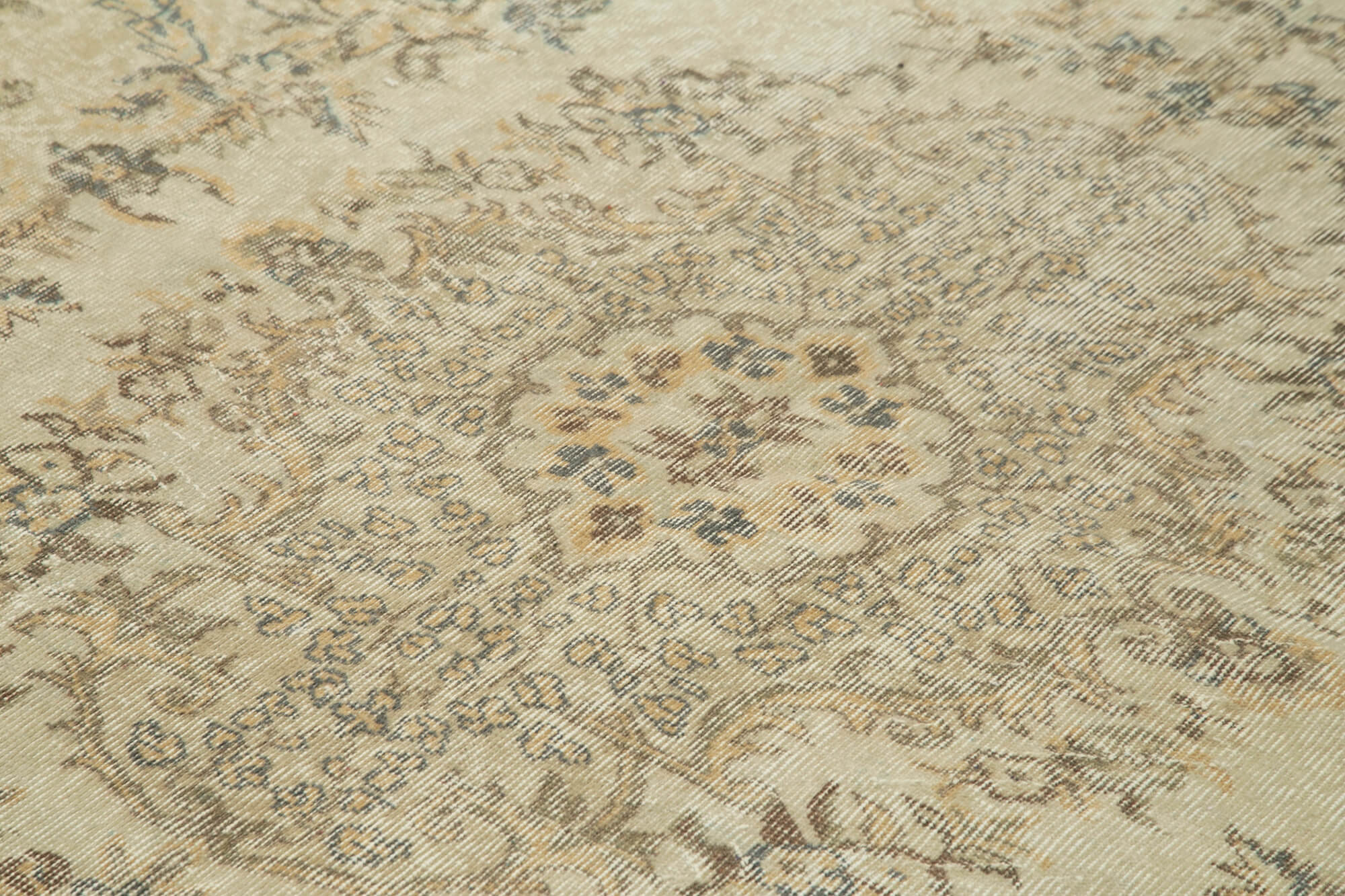 Handmade Vintage Area Rug - Classic Beige Wool Carpet 6'8''x9'11'' Cotton Blend
