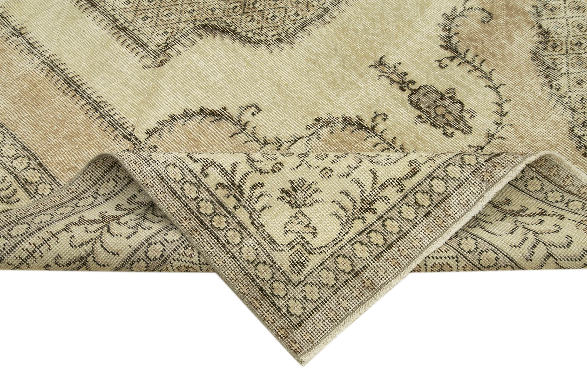 Handmade Wool Area Rug – Vintage Cotton Rug Beige 5'8" x 8'10" Durable Cotton Weave