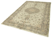Handmade Wool Area Rug – Vintage Cotton Rug, Beige Area Carpet 6'2''x9'10''