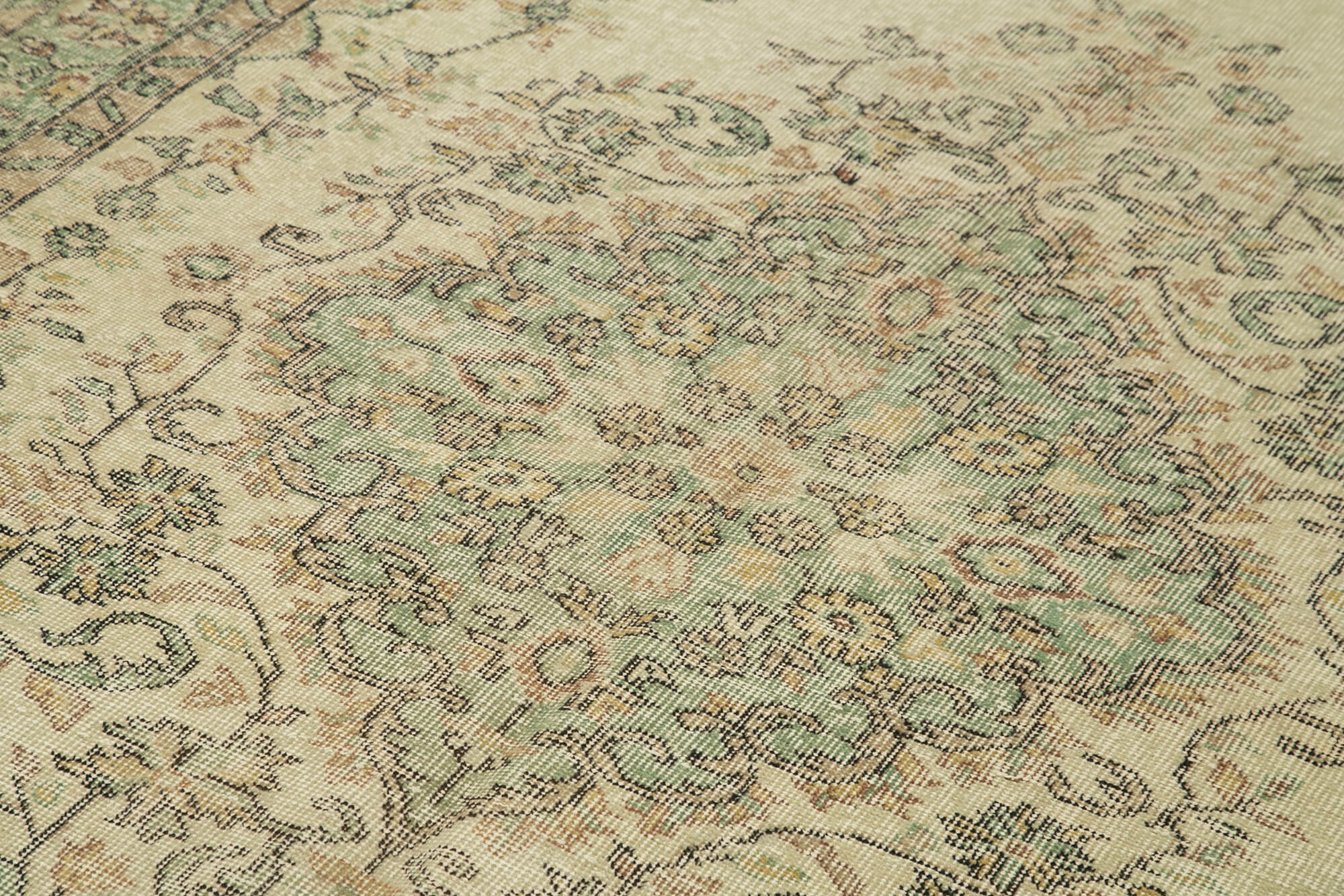 Vintage Cotton Wool Rug – Handmade Area Rug 5'7'' x 9'2'' | Beige Classic Living Room Carpet