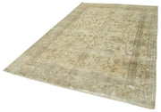 Handmade Wool Area Rug - Vintage Beige Cotton Wool Rug 6x10 ft | Hand Woven Turkish Carpet