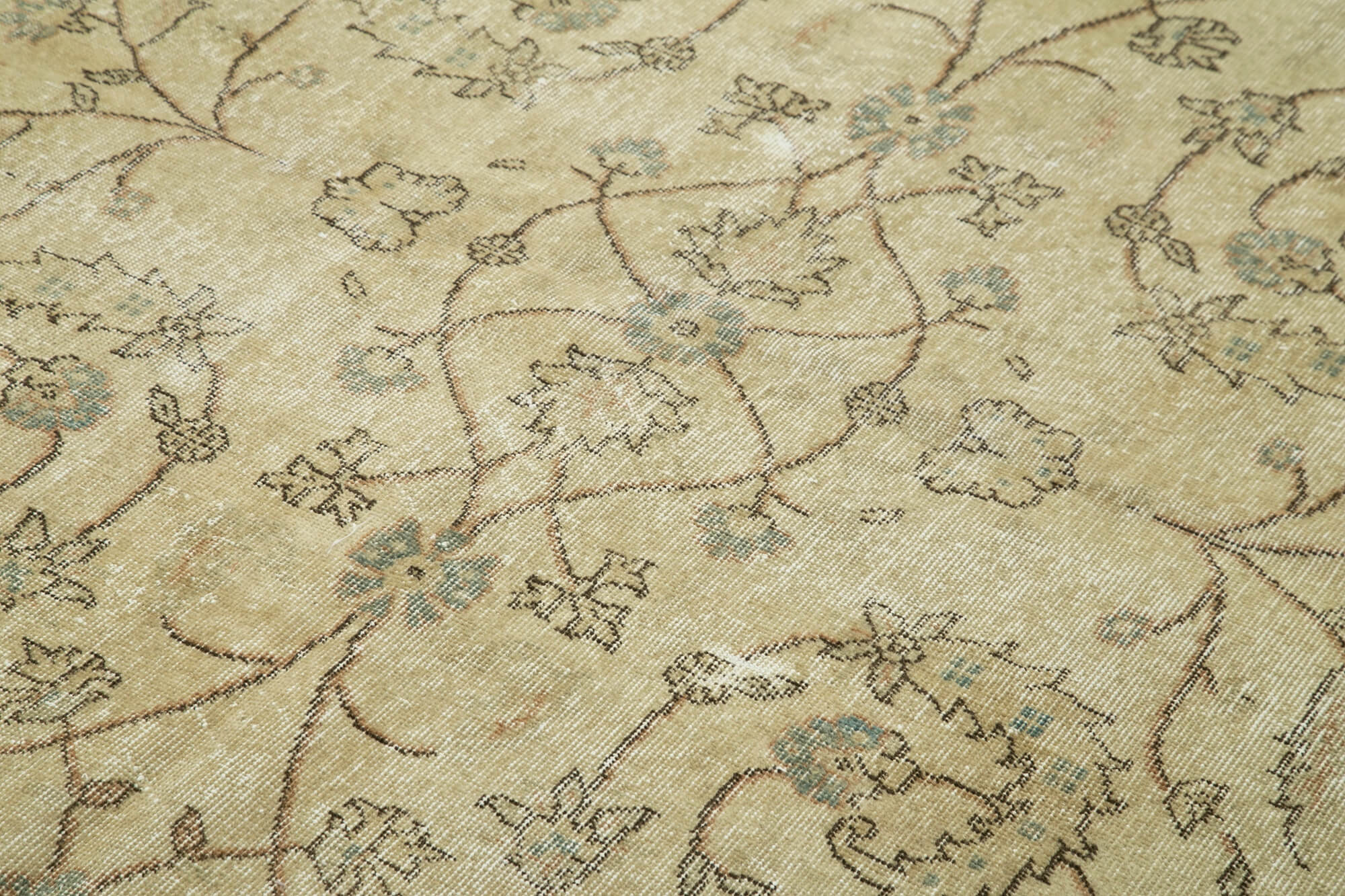 Handmade Wool Area Rug - Vintage Beige Cotton Wool Rug 6x10 ft | Hand Woven Turkish Carpet