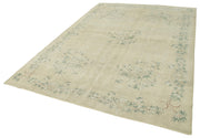 Handmade Wool Area Rug – Vintage Cotton Rug Beige 6'8'' x 9'11'' Soft Wool Texture
