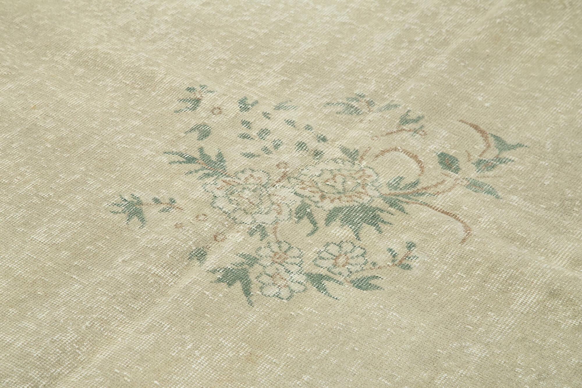 Handmade Wool Area Rug – Vintage Cotton Rug Beige 6'8'' x 9'11'' Soft Wool Texture