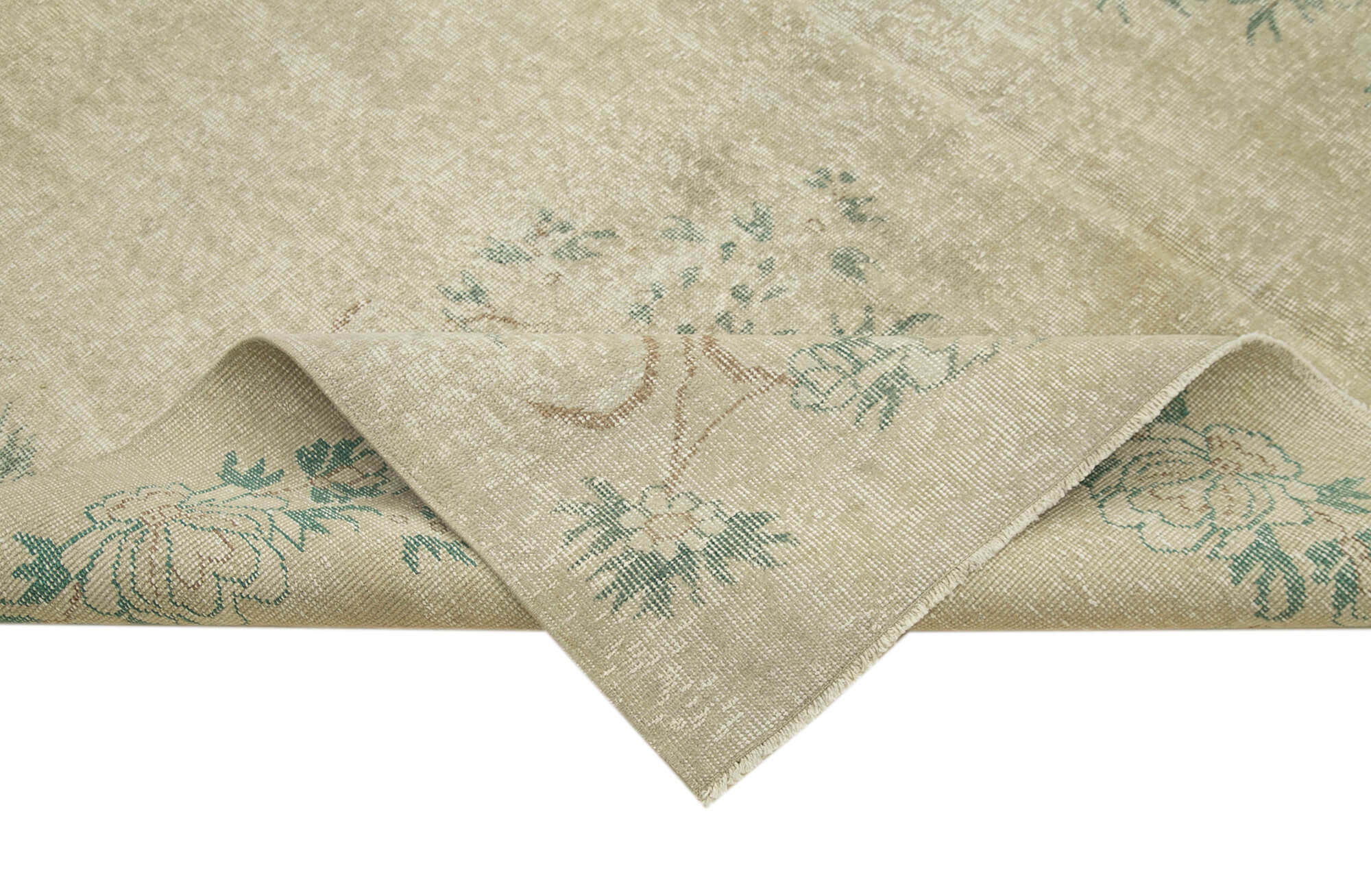 Handmade Wool Area Rug – Vintage Cotton Rug Beige 6'8'' x 9'11'' Soft Wool Texture