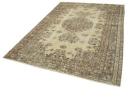Handmade Wool Area Rug – Vintage Cotton Rug 6'0'' x 8'10'' Beige Soft Floor Covering