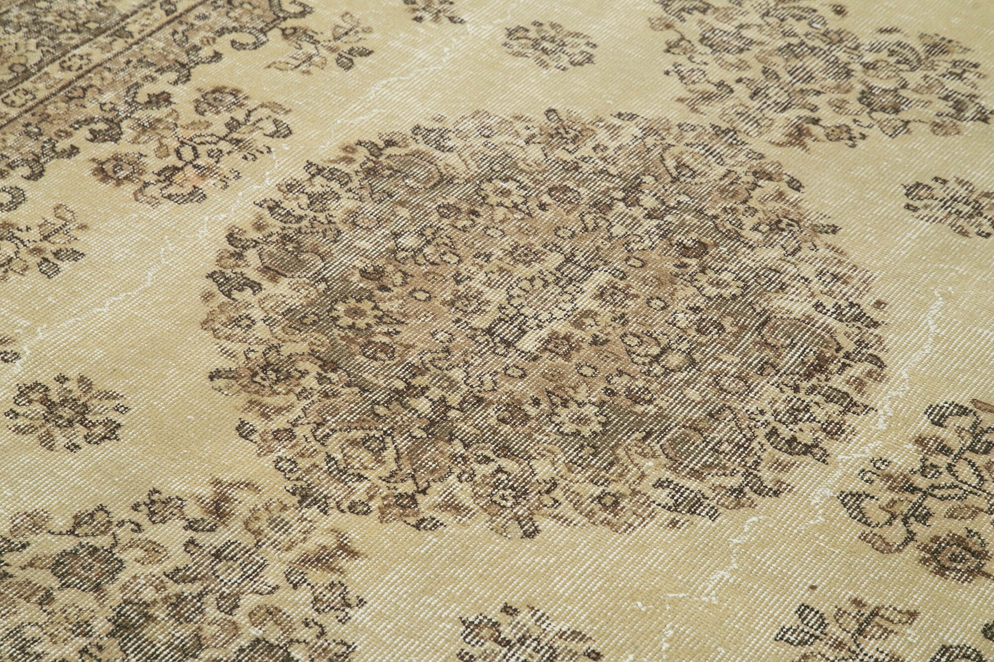 Handmade Wool Area Rug – Vintage Cotton Rug 6'0'' x 8'10'' Beige Soft Floor Covering