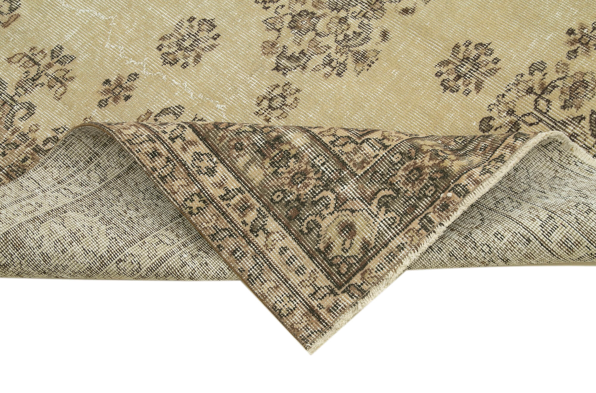 Handmade Wool Area Rug – Vintage Cotton Rug 6'0'' x 8'10'' Beige Soft Floor Covering