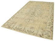 Handmade Wool Area Rug – Vintage Cotton Rug | Neutral Beige Carpet 5'8''x9'7''