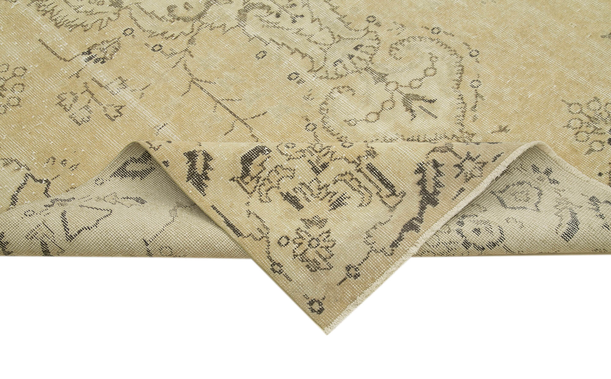 Handmade Wool Area Rug – Vintage Cotton Rug | Neutral Beige Carpet 5'8''x9'7''