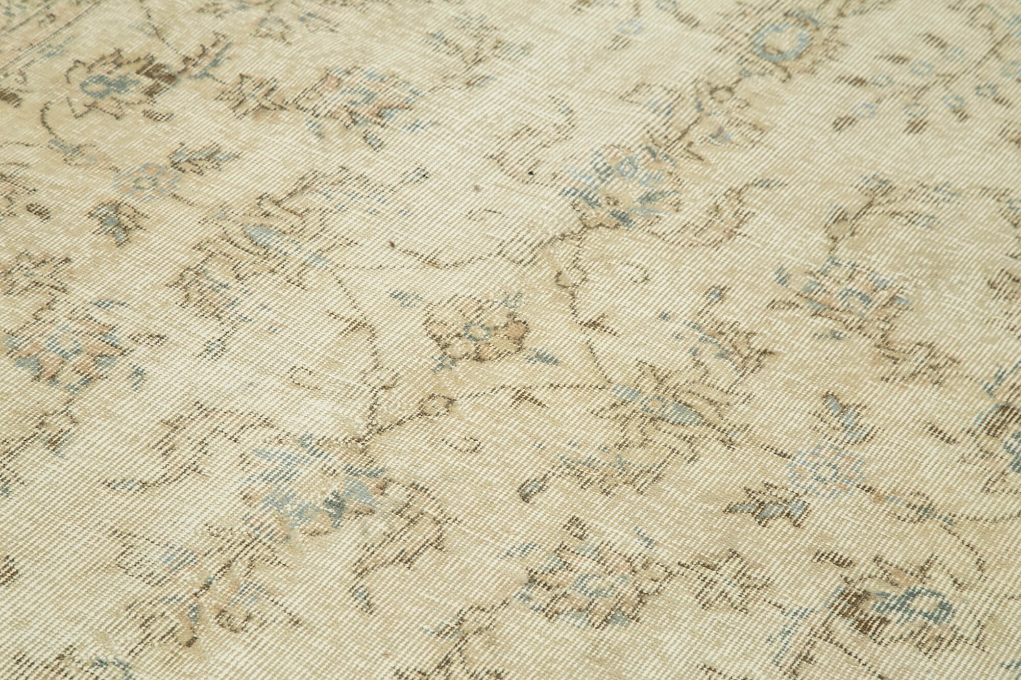 Handmade Wool Area Rug – Vintage Cotton Rug 5'1''x8'1'' Beige Neutral Color