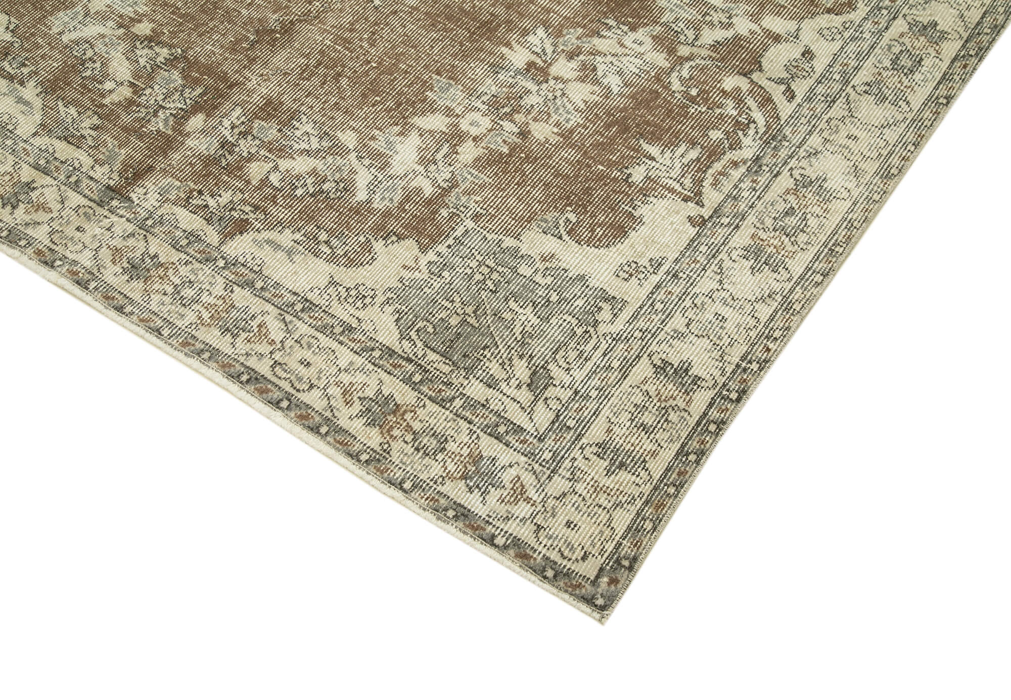 Handmade Wool Area Rug – Vintage Cotton Rug, Beige Neutral Tone Carpet 5'3''x8'1''